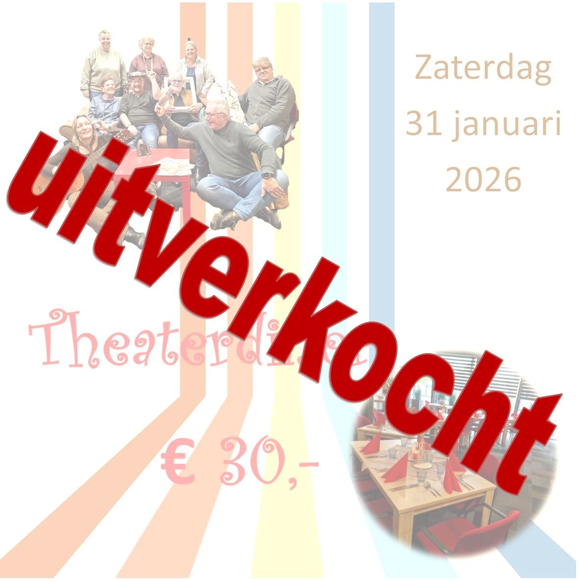 Theaterdiner zaterdag 31 januari 2026