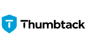 The logo for thumbtack is a blue shield with a t on it.