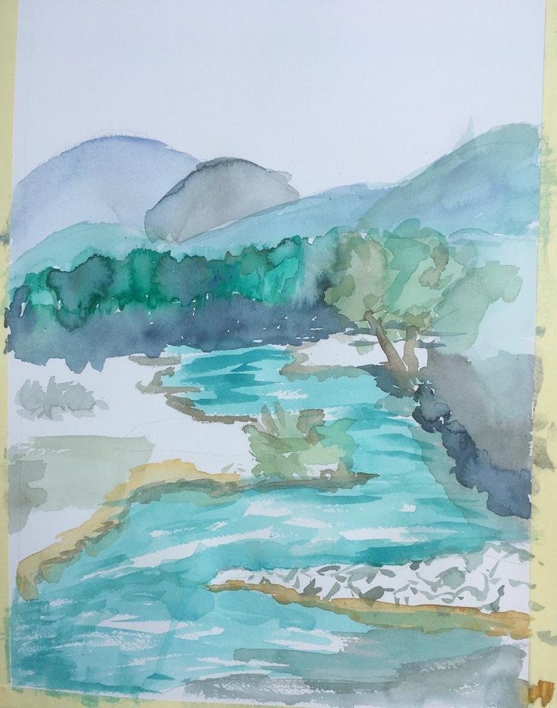 De rivier Acherontas - 36x51 cm