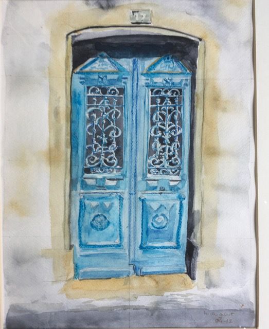 Blauwe deur 40x50 cm