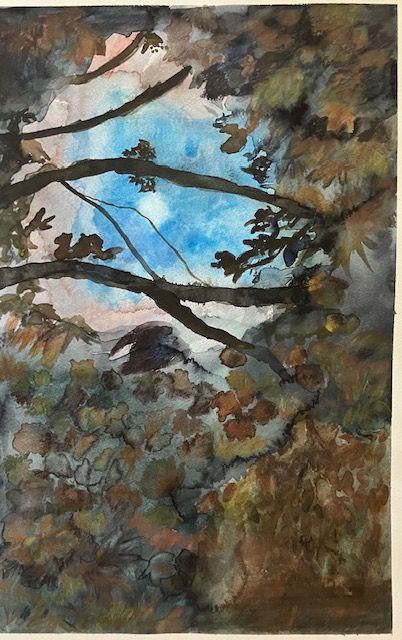 maan door de mispels 28x43 cm