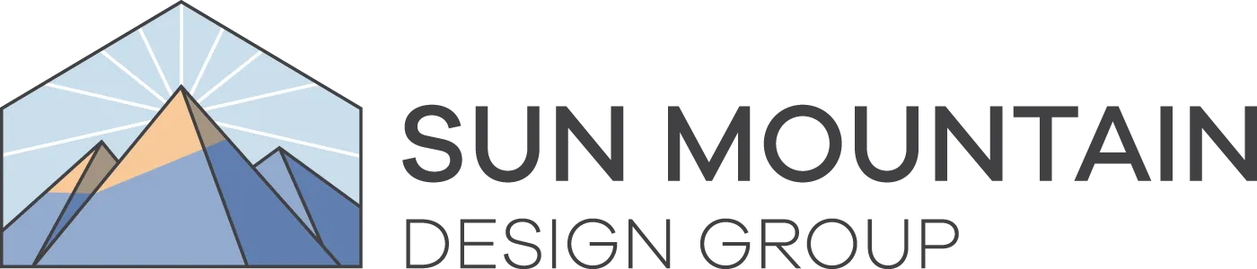 Sun Mountain Design Group logo with a stylized mountain in blue, gray, and tan.