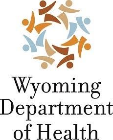 Wyoming Department of Health logo: Circle of stylized figures in various warm colors above the text.