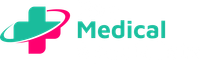 Medical logo with teal and pink medical cross icon and the word “Medical” in teal text