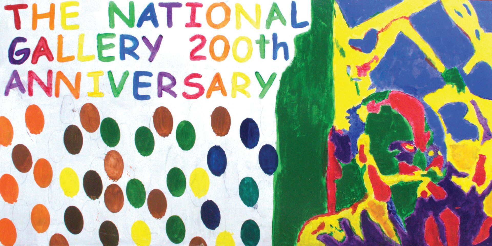 a woman is standing in front of a large painting on a brick wall .