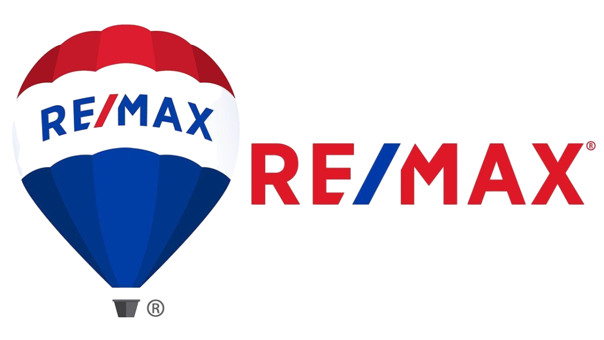 RE/MAX logo: hot air balloon in red, white, and blue, next to 