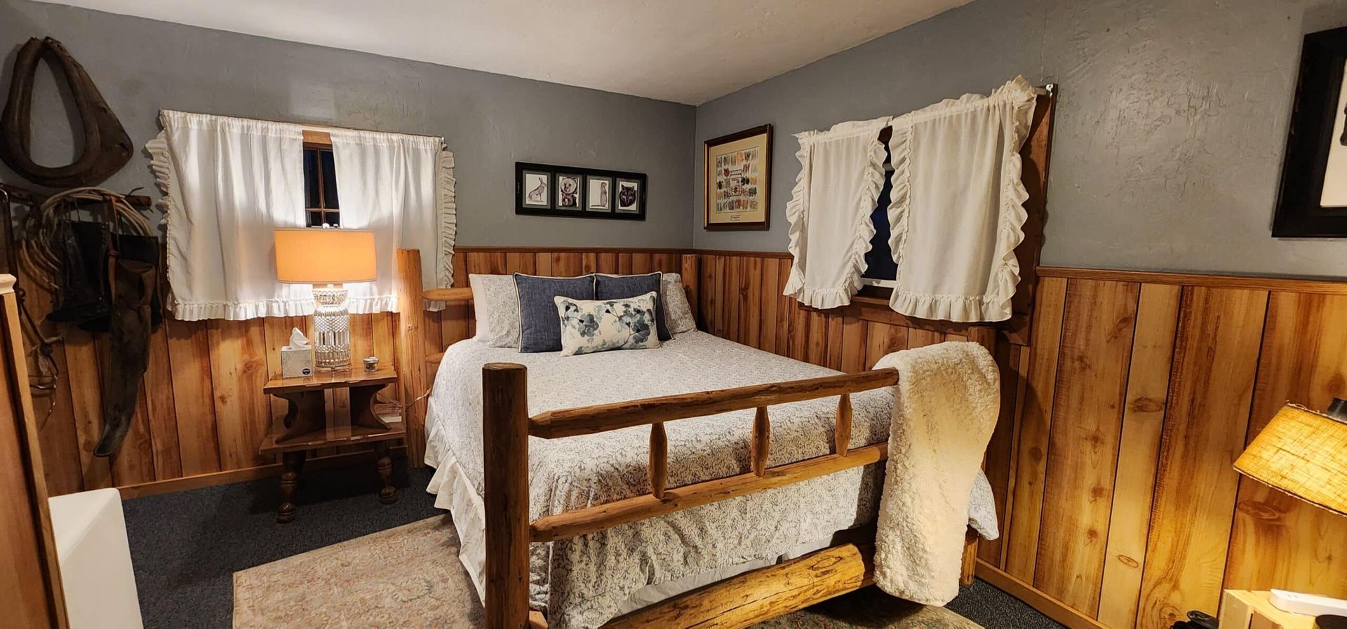 There is a bed in the middle of the room.
