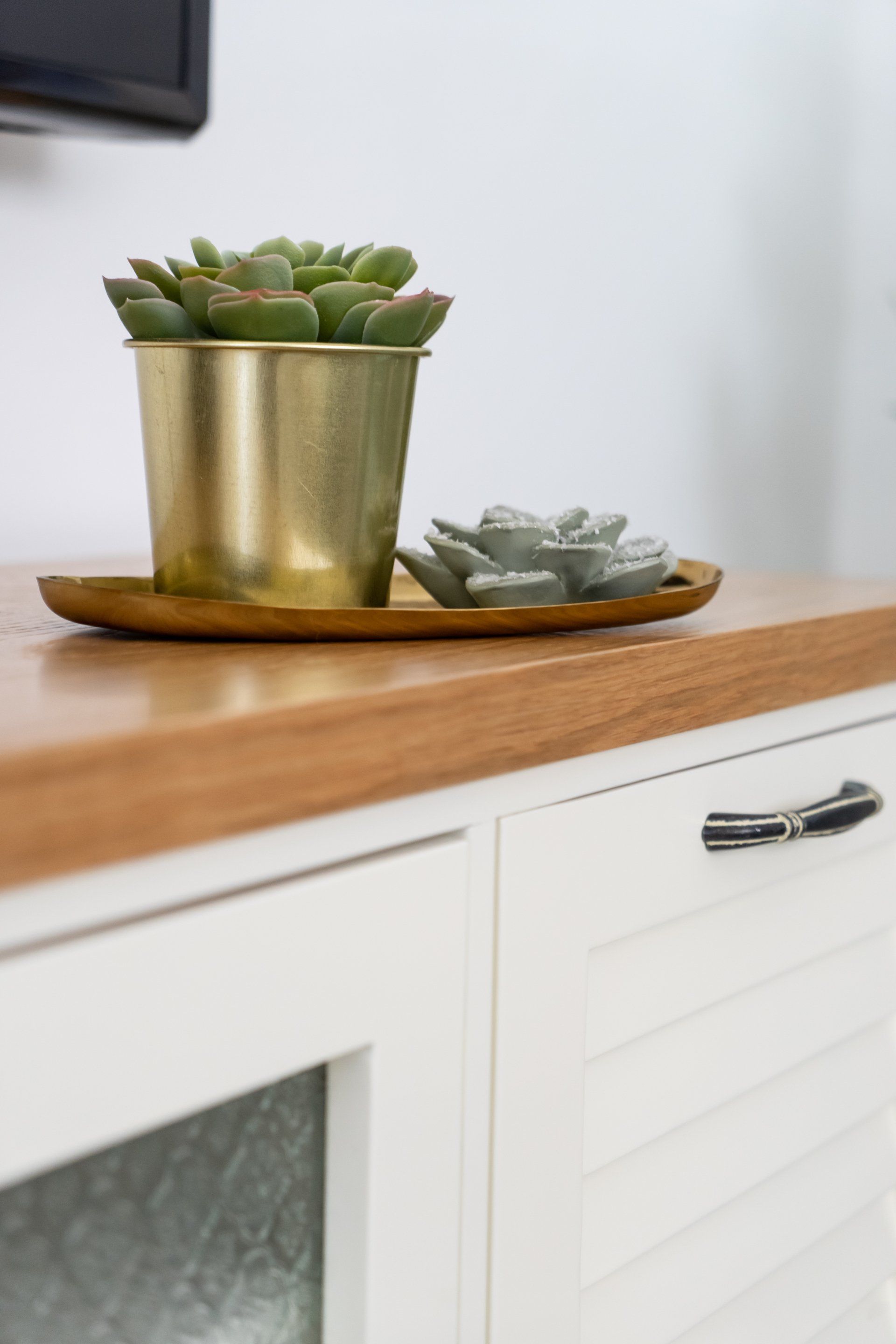 כלים דקורטיבים בזהב עם סוקולנטים