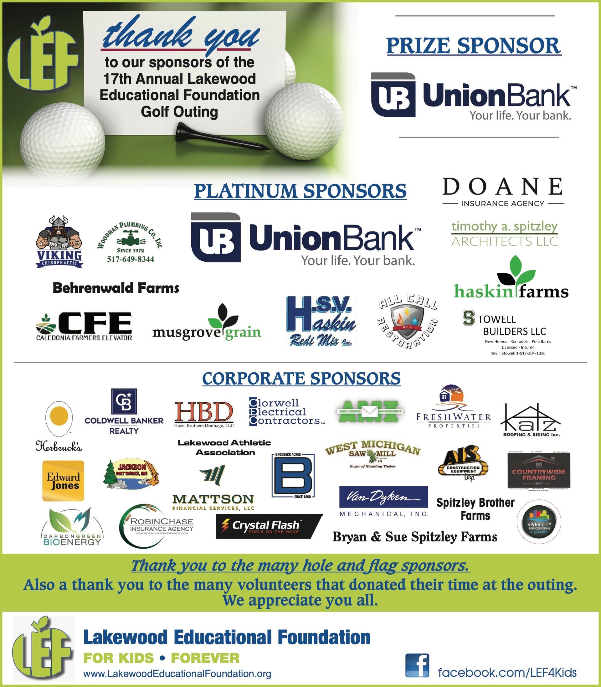 lef golf outing thank you