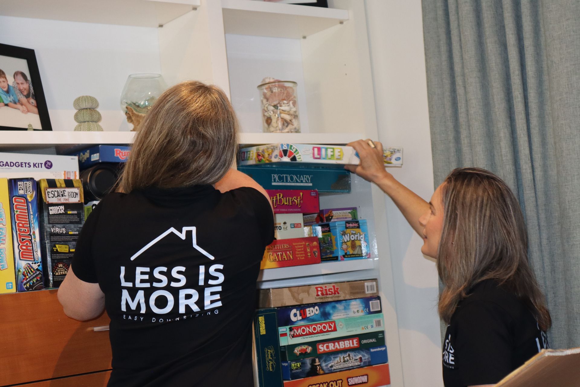 Rachel and Melissa decluttering and organising