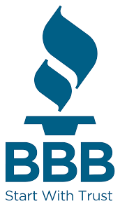 the bbb logo is blue and says `` start with trust '' .