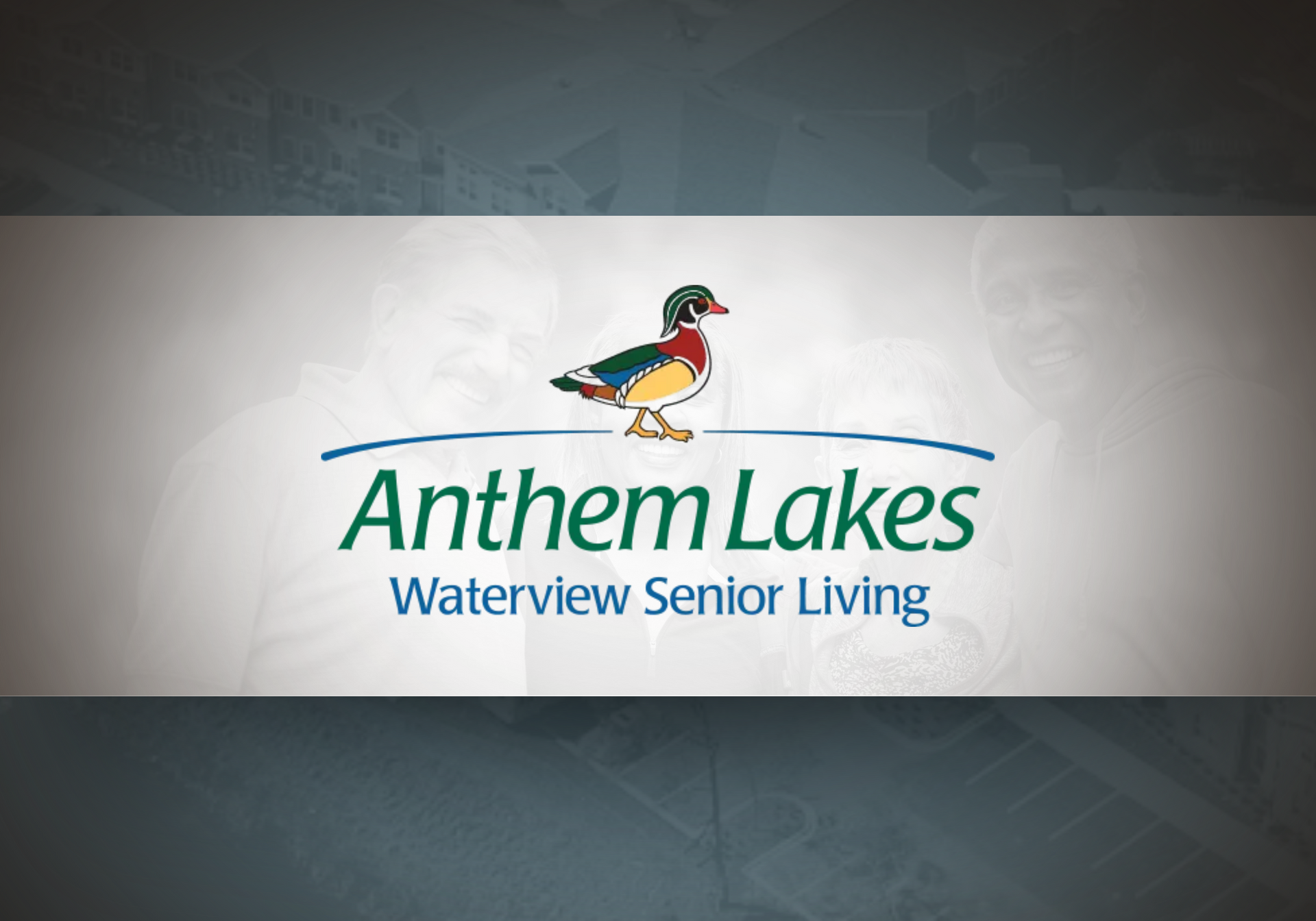 Anthem Lakes Waterview Senior Living logo with the senior living community's name and duck graphic.