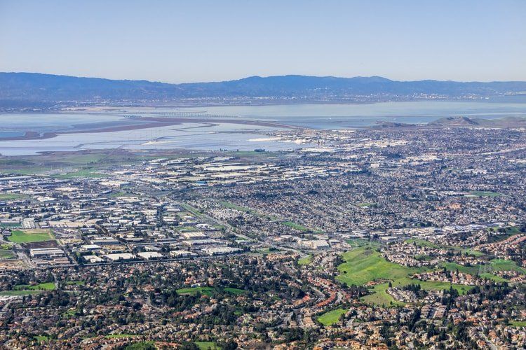 View of Newark, California and San Francisco bay