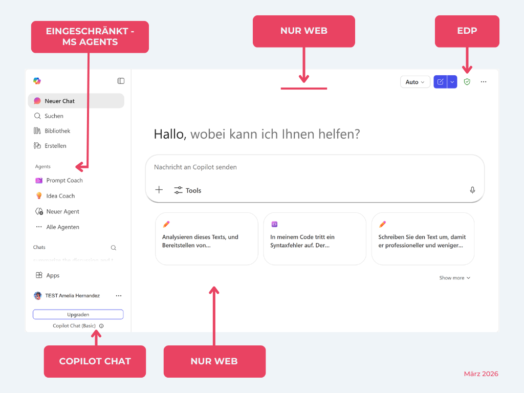 Copilot Chat Oberfläche