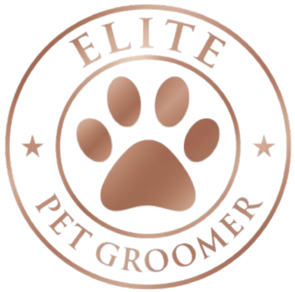 Rose gold logo: paw print inside a circle, 