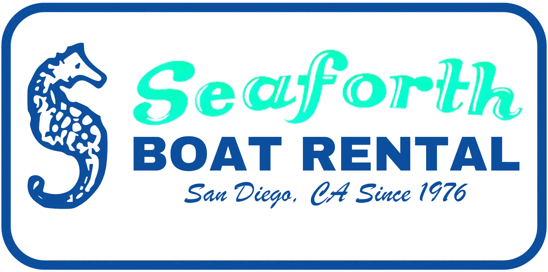The logo for seaforth boat rentals of san diego is shown on a white background.