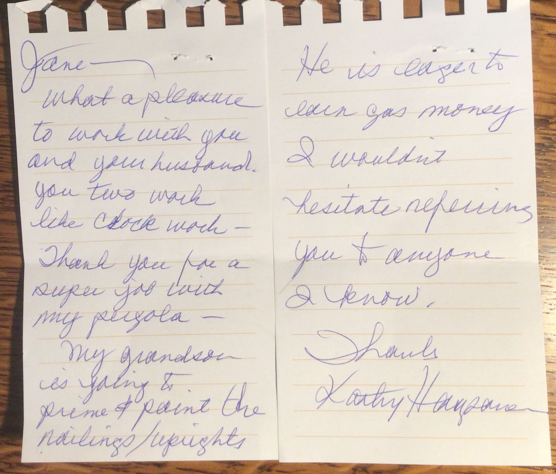 Handwriting Customer Review