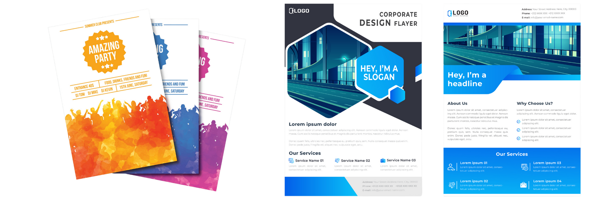 A brochure with a picture of a city on it and a flyer with a picture of a city on it.