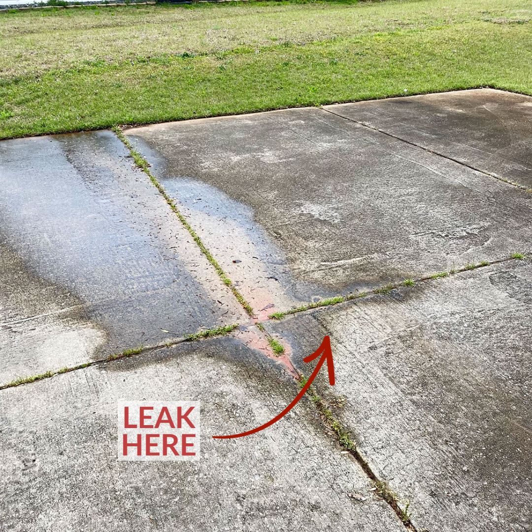 Outside Water Line Leak Under Driveway