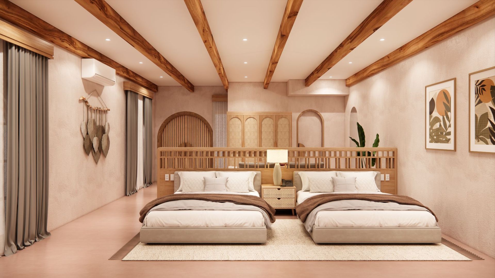 A hotel room with a large bed and a flat screen tv.