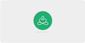 An icon of a person sitting in a lotus position in a green circle.