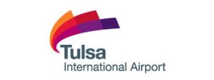 A logo for tulsa international airport with a rainbow of colors