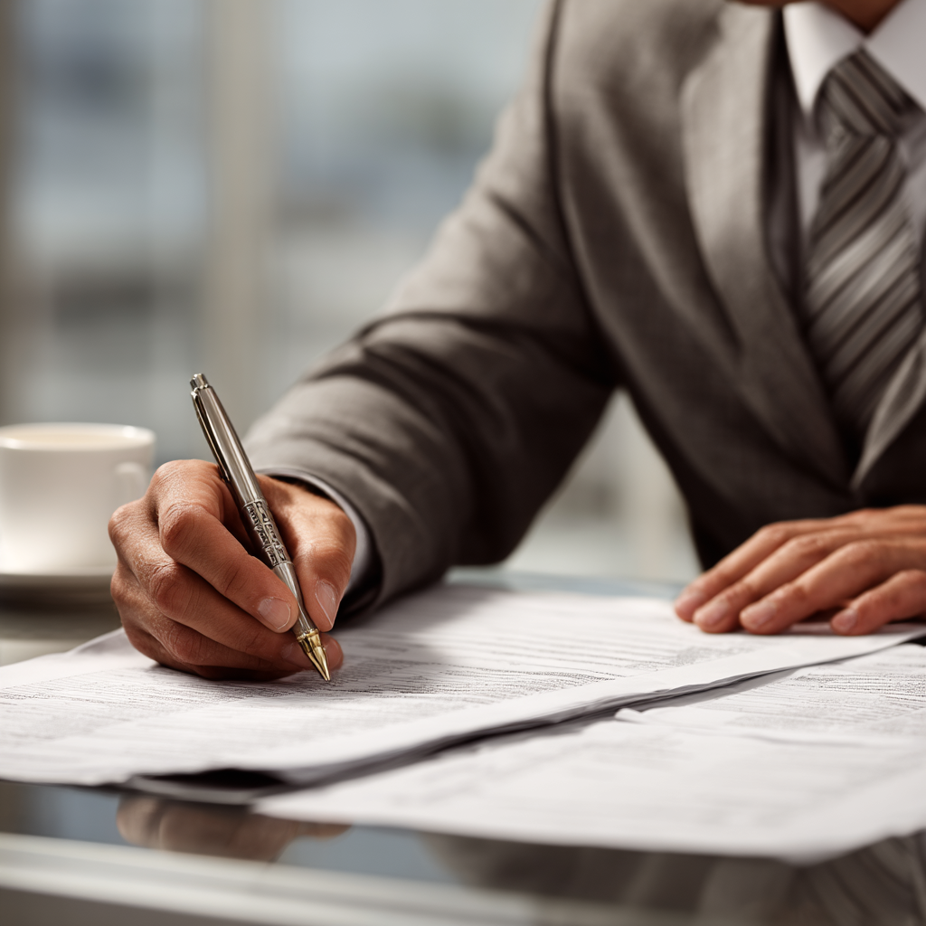 A fractional CFO sitting and reviewing financial statements