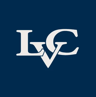 A blue background with the letters lc and v on it