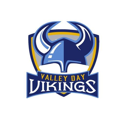 The valley day vikings logo has a viking helmet on it.