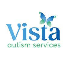 The vista autism services logo has a butterfly on it.