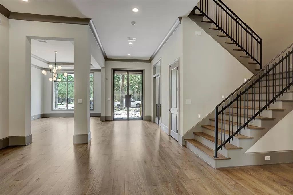 There is a staircase in the middle of the room.