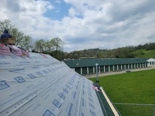 Residential roof installation in Hamilton OH - Haubner Construction hard at work