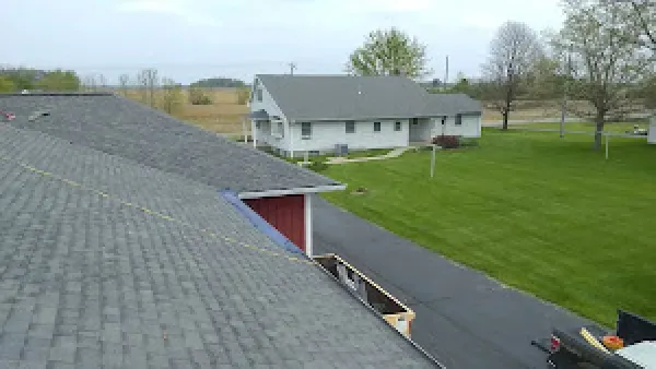 An after shot of a residential roof repair in Hamilton, OH by Haubner Construction