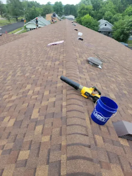 The after shot of a residential roof repair in Hamilton, OH by Haubner Construction