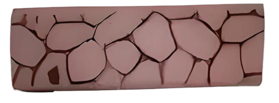 A band with a pinkish background, with dark brown irregular lines separating shapes that look like stones.