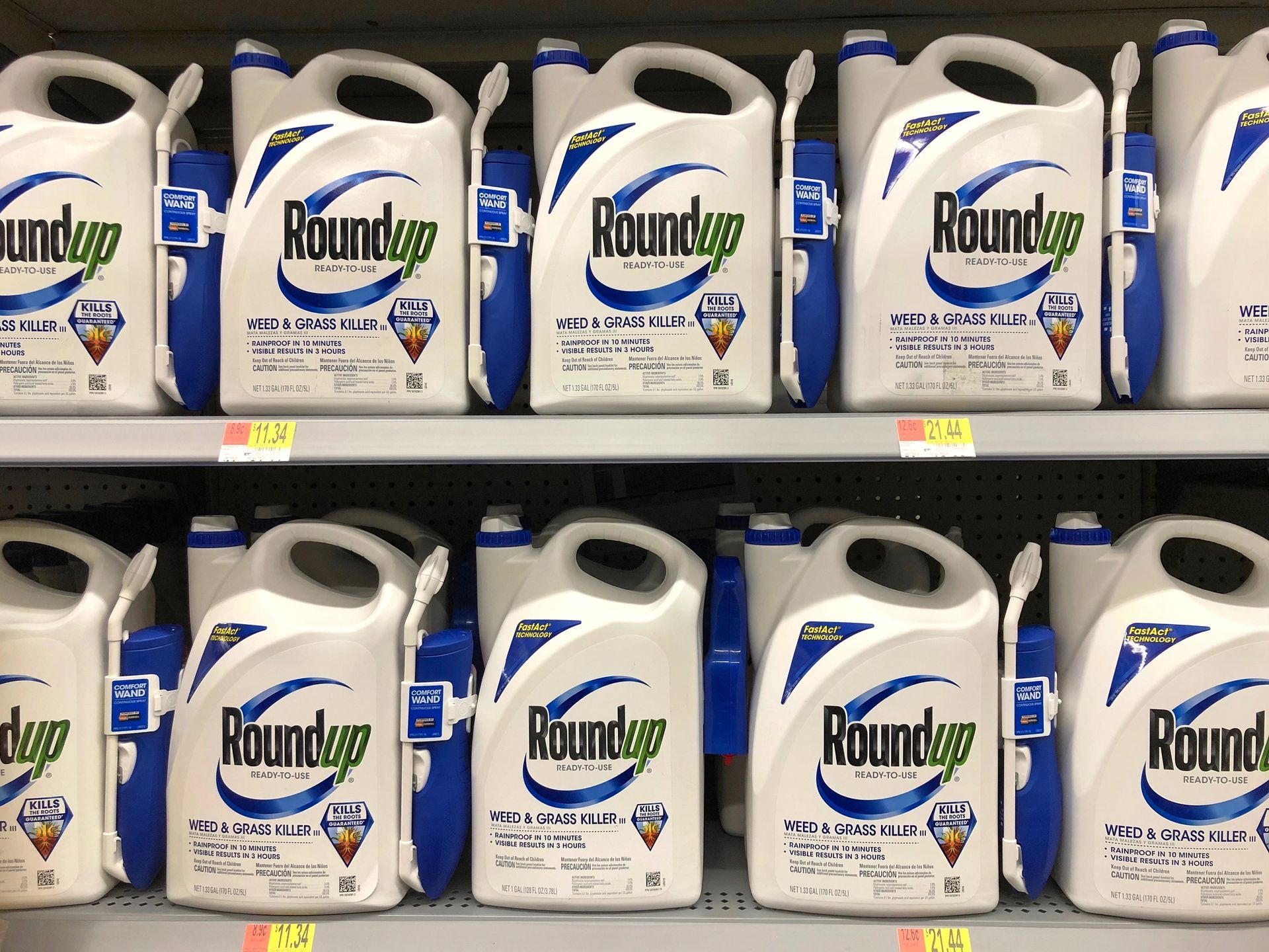 containers of poisonous weed killer that harmful to humans