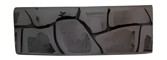 Ring with a black and gray cracked pattern.