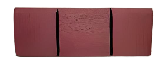 A brick with three vertical sections, dark red with thin black lines between sections.