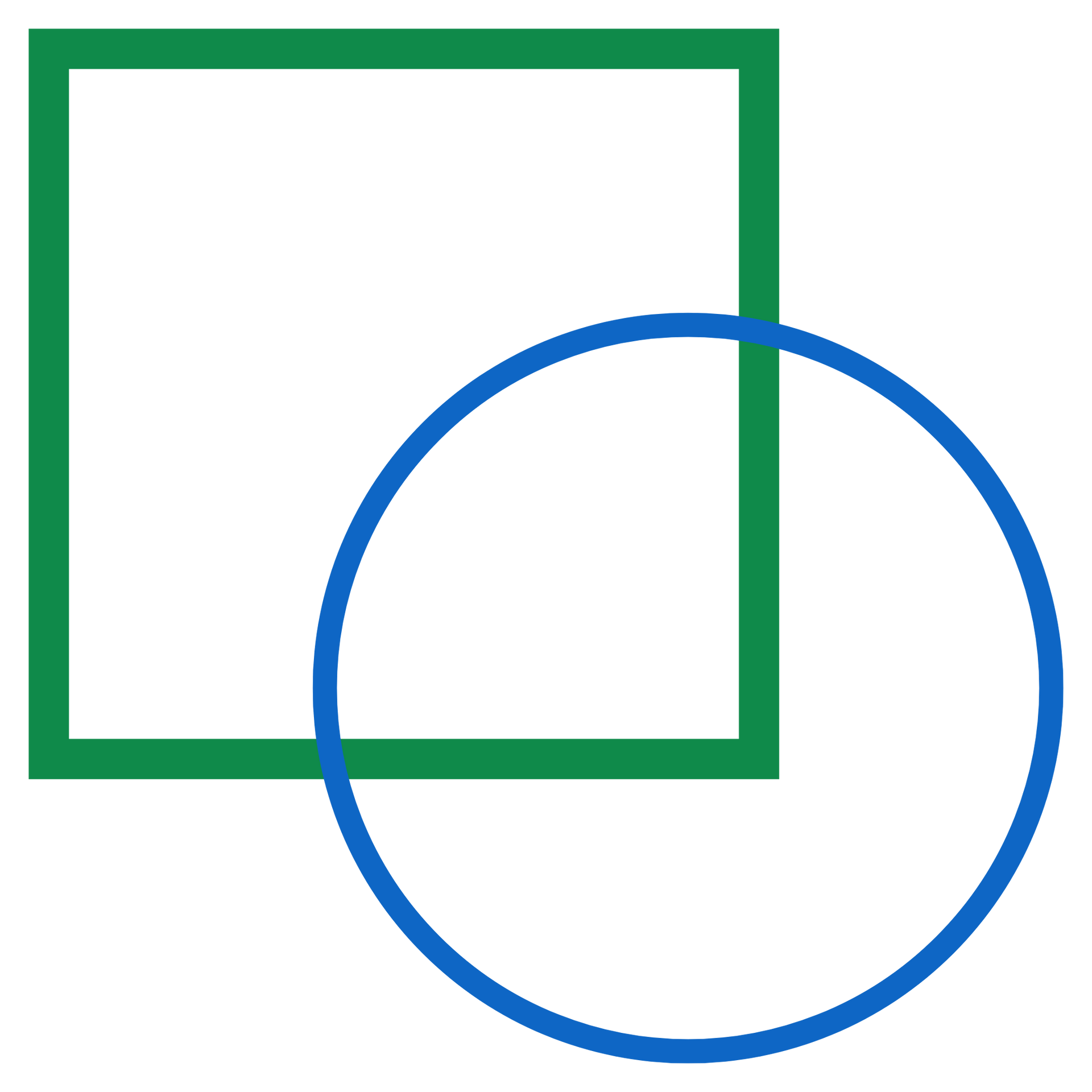 A green square and a blue circle are connected to each other.