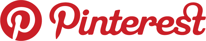 A red pinterest logo on a white background