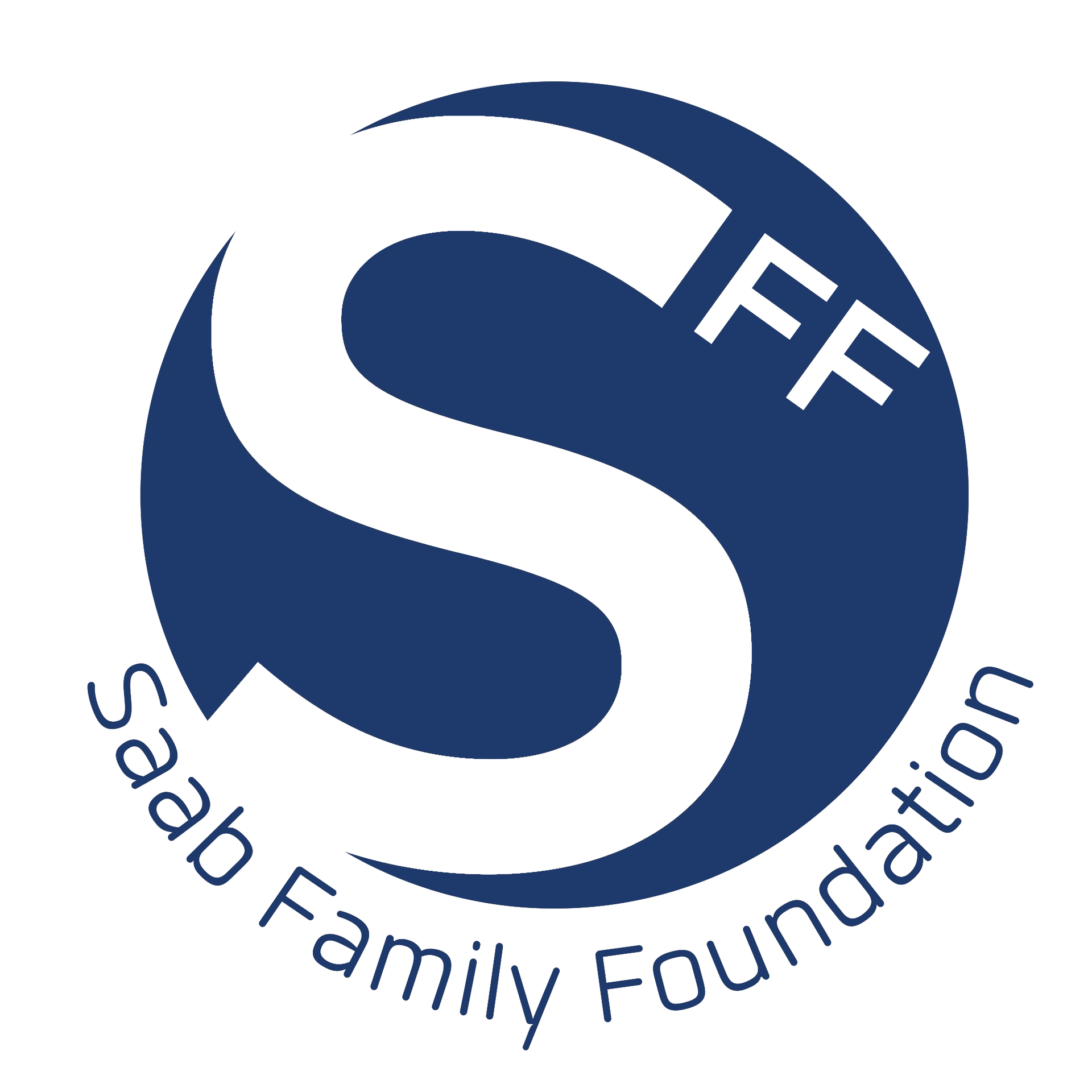 A blue logo for the saab family foundation
