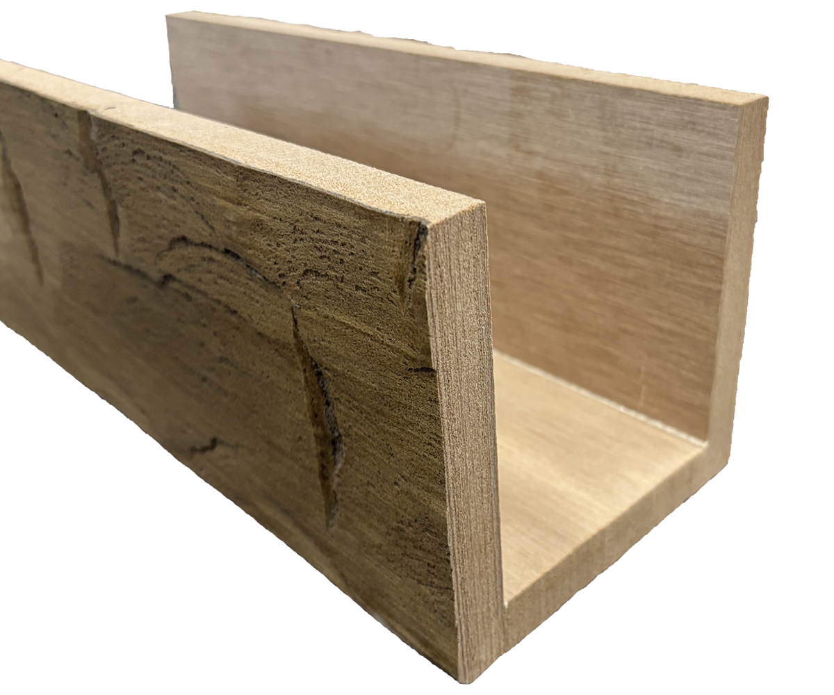 Amish Crafted hand-hewn composite outdoor fireplace mantel and post beam cover