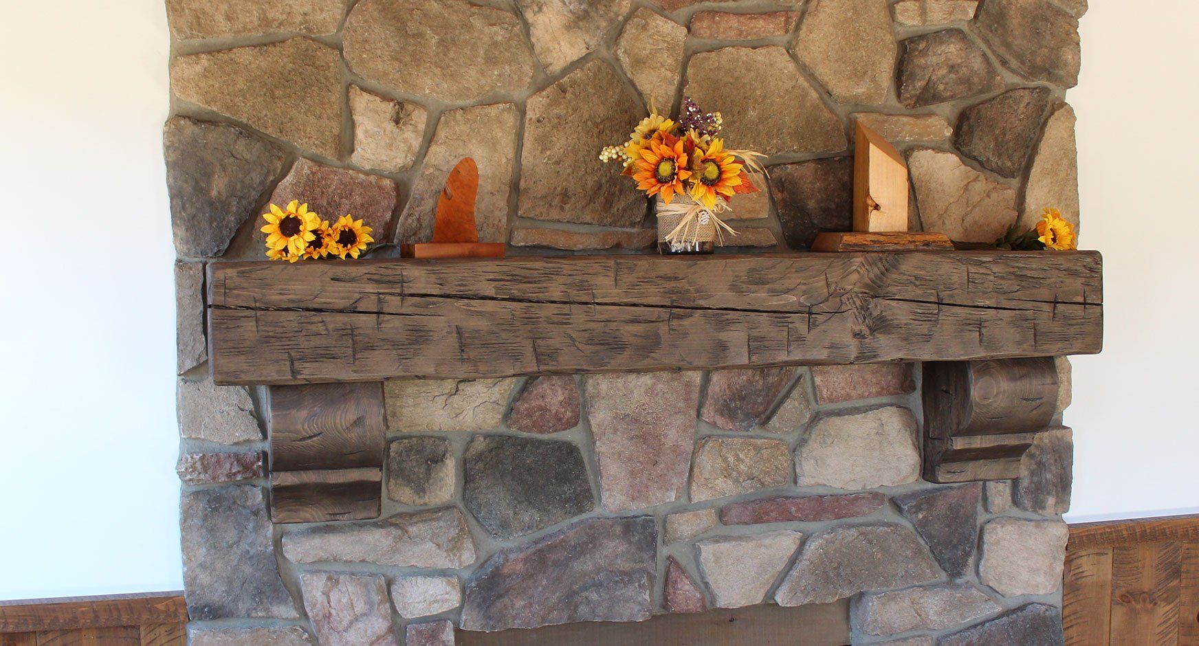 Solid Wood fireplace mantel with cracks