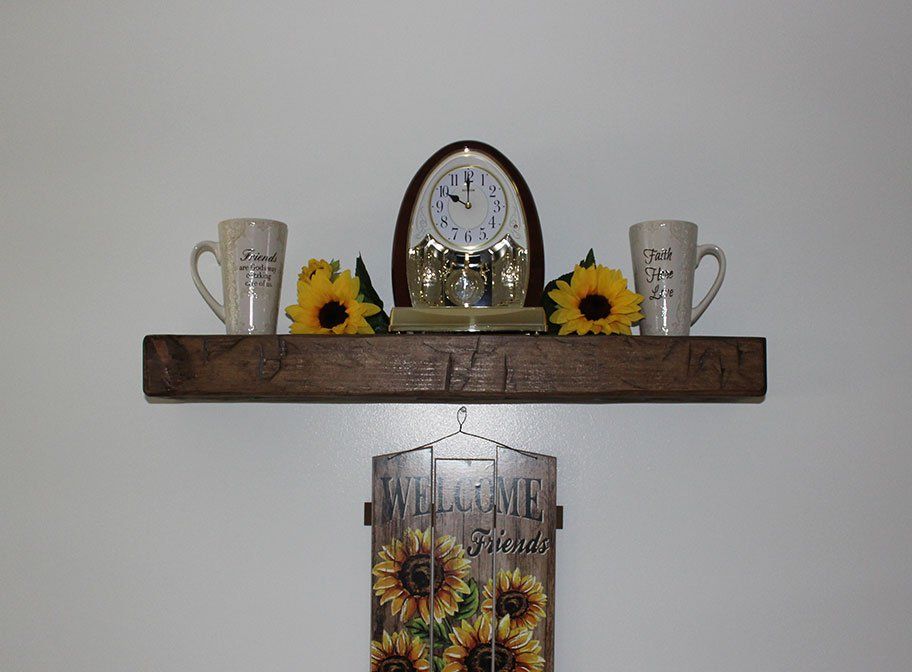 Amish crafted wood barn beam accent floating shelf
