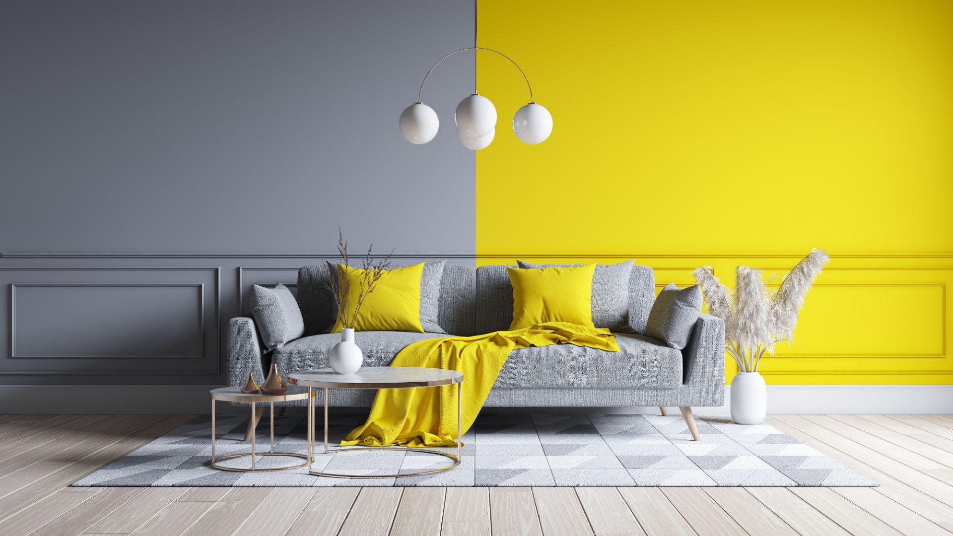 Gray and yellow painted room