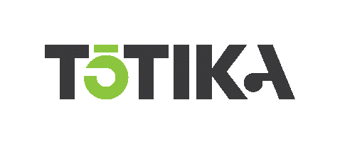 A black and green logo for a company called totika.