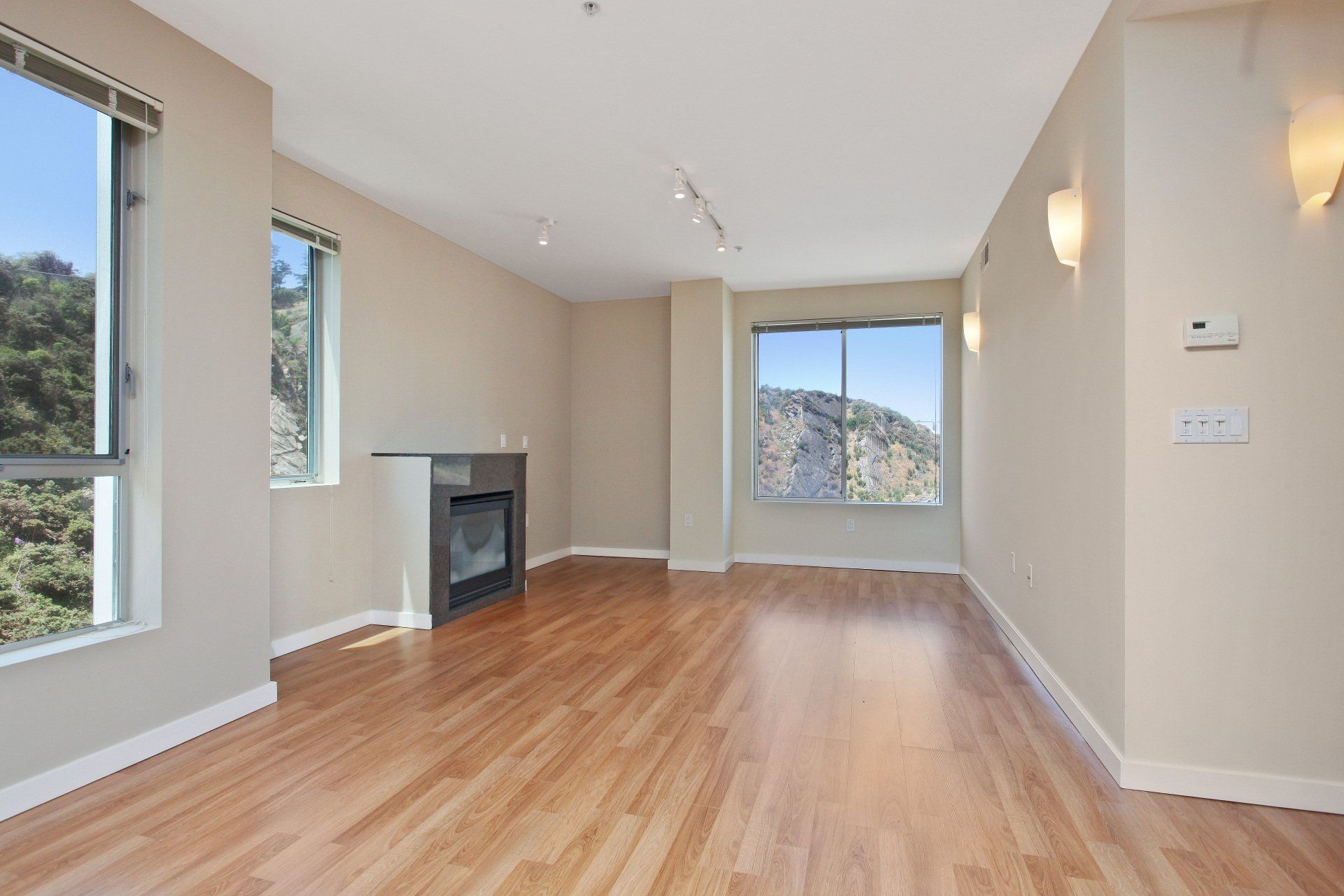 living room with windows