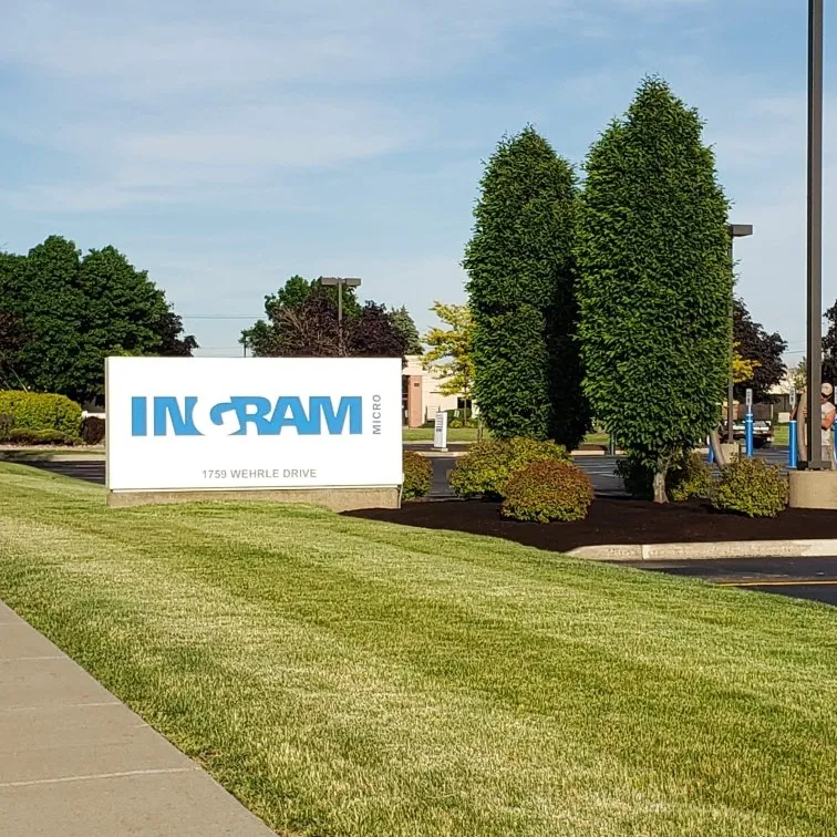 a white sign that says ingram on it