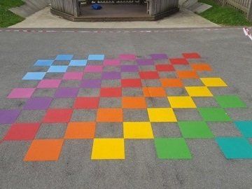 Rainbow squares in a playground