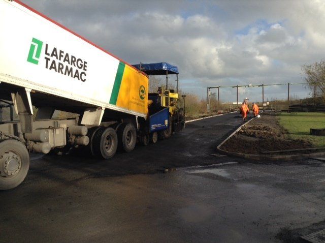 Truck delivering tarmac